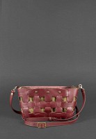 Кожаная плетеная женская сумка BlankNote Пазл S бордовая Krast BN-BAG-31-VIN