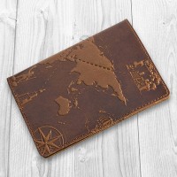 Обложка для паспорта из кожи HiArt PC-01 Crystal Amber 7 wonders of the world