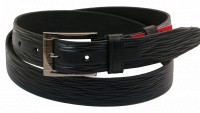 Мужской кожаный ремень под брюки Skipper 1034-33 черный 3,3 см