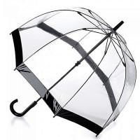 Механический женский прозрачный зонт-трость FULTON BIRDCAGE-1 L041 - BLACK