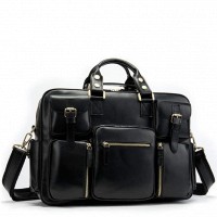 Мужская кожаная черная сумка Vintage 14756
