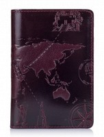 Обложка-органайзер для документов из кожи HiArt AD-01 	7 Wonders of the World темно-фиолетовый