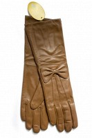 Женские коричневые кожаные длинные перчатки Shust Gloves