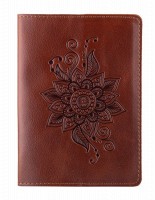 Обложка-органайзер для документов из кожи HiArt AD-01 Mehendi Classic коньячная