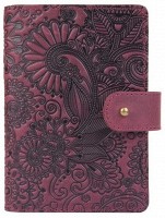 Обложка для паспорта из кожи Hi Art «Mehendi Art» PB-02/1 Shabby Plum