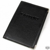 Обложка для паспорта кожаная Desisan черная