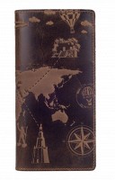 Кожаный бумажник Hi Art WP-05 Shabby Light Olive 7 wonders of the world