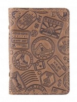 Обложка для документов из кожи HiArt AD-03 Shabby Olive Let's Go Travel