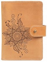 Обложка для паспорта из кожи Hi Art «Mehendi Classic» PB-02/1 Shabby Honey