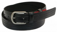Мужской кожаный ремень под брюки Skipper 1028-33 черный 3,3 см