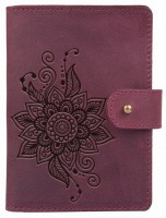Обложка для паспорта из кожи Hi Art «Mehendi Classic» PB-02/1 Shabby Plum