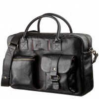 Мужской чёрный кожаный портфель SHVIGEL 19118