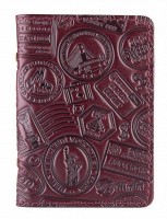 Обложка для документов из кожи HiArt AD-03 Crystal Sangria Let's Go Travel