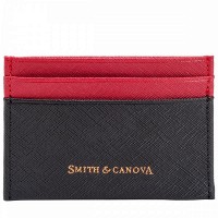  Кожаный картхолдер  Smith & Canova 26827 Devere (Black-Red)