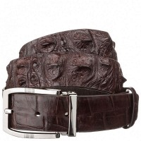 Мужской тёмно-коричневый ремень из кожи крокодила CROCODILE LEATHER 18178