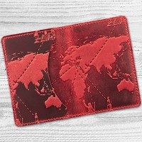 Картхолдер из кожи HiArt CH-01 Shabby Red Berry 7 wonders of the world