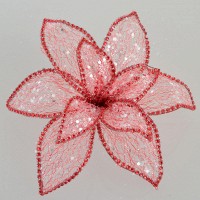 Цветок пуансеттии “Северное сияние” полупрозрачный красный, 24*24см Новогодько 750298