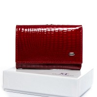 Женский кожаный лаковый кошелек SERGIO TORRETTI W5 red