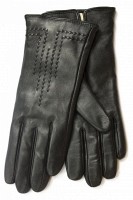 Перчатки женские чёрные кожаные сенсорные 948s1 S Shust Gloves