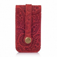 Ключница из кожи HiArt KH-03 Shabby Red Berry Buta Art