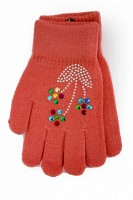 Перчатки детские вязаные морковные 5661-1