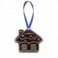 Игрушка на елку из кожи HiArt Домик Toy-House-Black-Silver