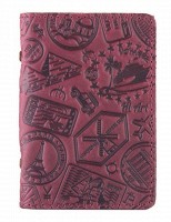 Обложка для документов из кожи HiArt AD-03 Shabby Plum Let's Go Travel