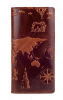 Кожаный бумажник Hi Art коричневый 7 wonders of the world WP-02 (127443)
