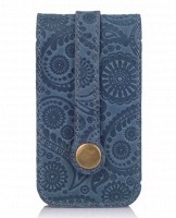 Ключница из кожи синяя HiArt Buta Art