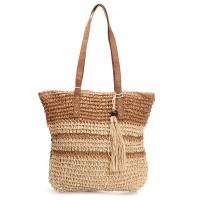 Пляжная плетеная сумка PODIUM 0006 khaki beige