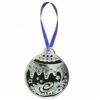 Игрушка на елку из кожи HiArt Шар Toy-Ball-Black-Silver