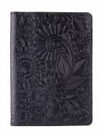Обложка-органайзер для документов из кожи HiArt AD-01 Mehendi Art черная