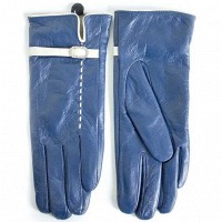 Женские кожаные перчатки Shust Gloves синие 374s1 S