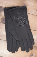 Перчатки женские чёрные трикотажные 8158s1 S