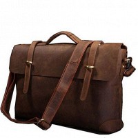 Мужской кожаный коричневый портфель John McDee jd7082r