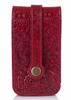Красная ключница из кожи HiArt Mehendi Art
