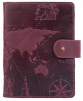 Кожаный картхолдер Hi Art «7 wonders of the world» CH-06 Shabby Plum