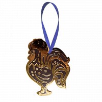 Игрушка на елку из кожи HiArt Петух Toy-Cock-Black-Gold