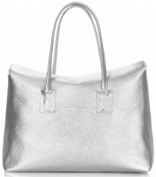 Кожаная сумка POOLPARTY Sense silver