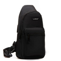 Мужская тканевая сумка-слинг Lanpad 3073 black