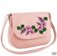 Женская сумочка через плечо с вышивкой Габриела розовая и белая