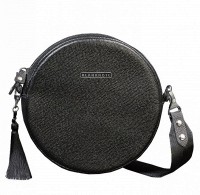 Женская кожаная круглая сумка BlankNote Tablet черная Blackwood BN-BAG-23-BW