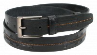 Мужской кожаный ремень  под брюки Skipper 1283-35 черный