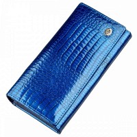 Женский синий кошелёк из натуральной лаковой кожи ST Leather 18901