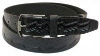 Мужской кожаный ремень под джинсы Skipper 1033-38 черный 3,8 см