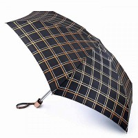Механический женский зонт Fulton Tiny-2 L501 Golden Check (Золотая Клетка)