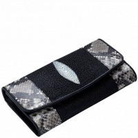 Женский кошелек из кожи ската с питоном Ekzotic Leather stw12