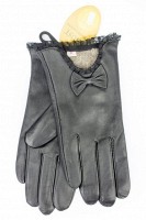 Женские черные перчатки из кожи ягненка Shust Gloves