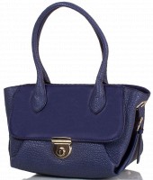 Женская синяя вместительная сумка из качественного кожзаменителя ANNA&LI